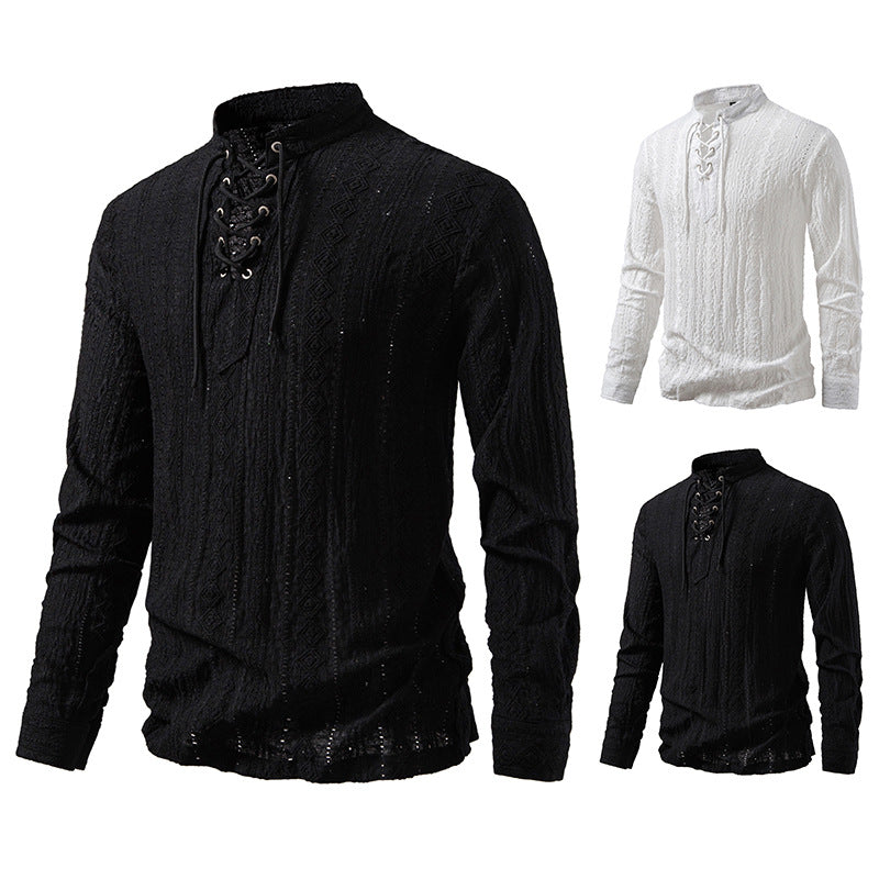 Herren Langarmshirt mit Schnürdetail Modern Berlin