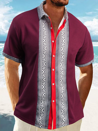 Herren Kurzarmhemd Ethno Muster Trendy Sommer