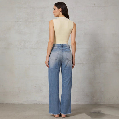 Damen High-Waist Jeans Ripped Distressed