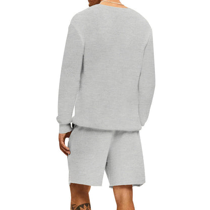 Herren Freizeit-Set Casual mit Struktur-Oberteil und Bequemen Shorts