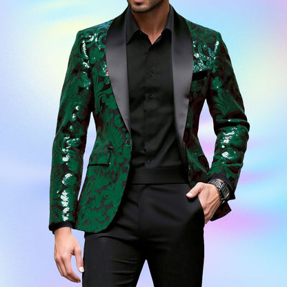 Herren Abendblazer Glitzernd Elegant Schwarzer Smokingsanzug