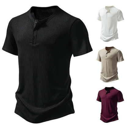 Herren Kurzarm-Shirt Modern mit Knöpfen und Struktur-Oberfläche