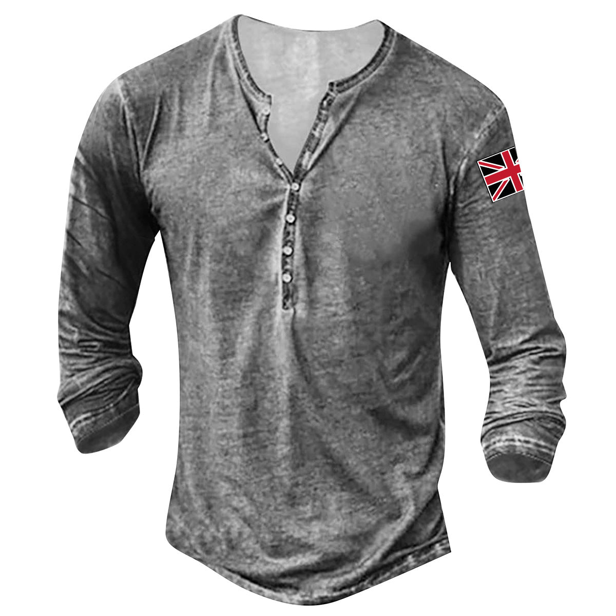 Herren Langarmhemd Modern mit Knöpfen und Aufdruck