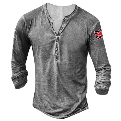 Herren Langarmhemd Modern mit Knöpfen und Aufdruck