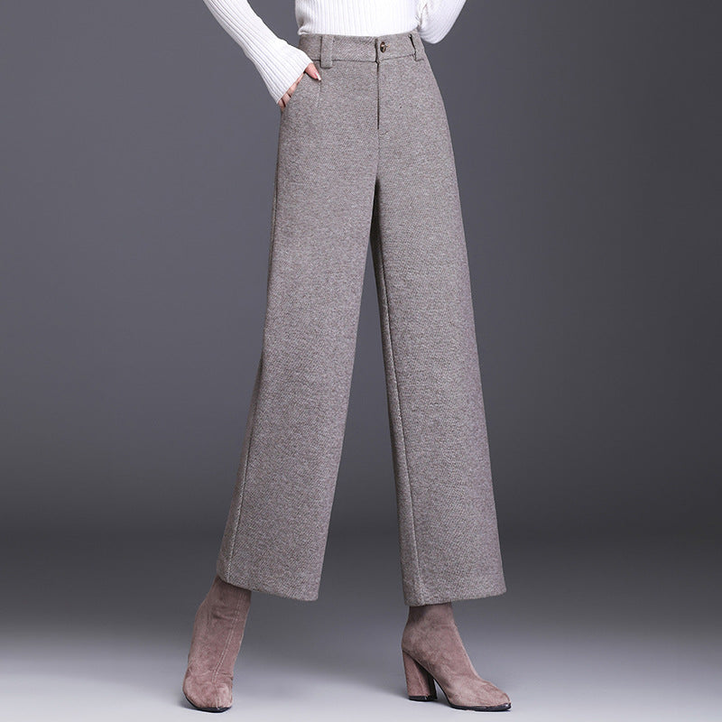 Damen Wollhose Weite Bein mit Klassischem Muster