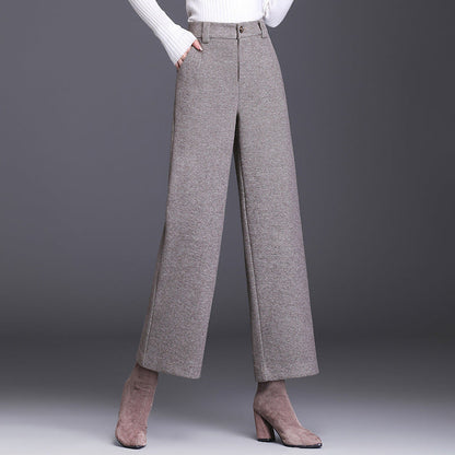 Damen Wollhose Weite Bein mit Klassischem Muster