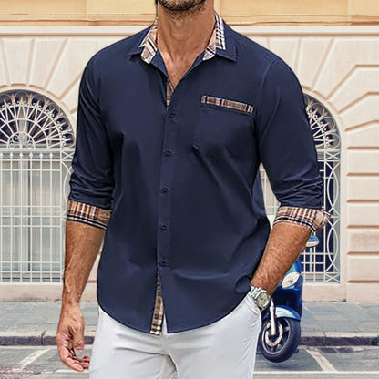 Herren Hemd Langarm Karo Muster Modern