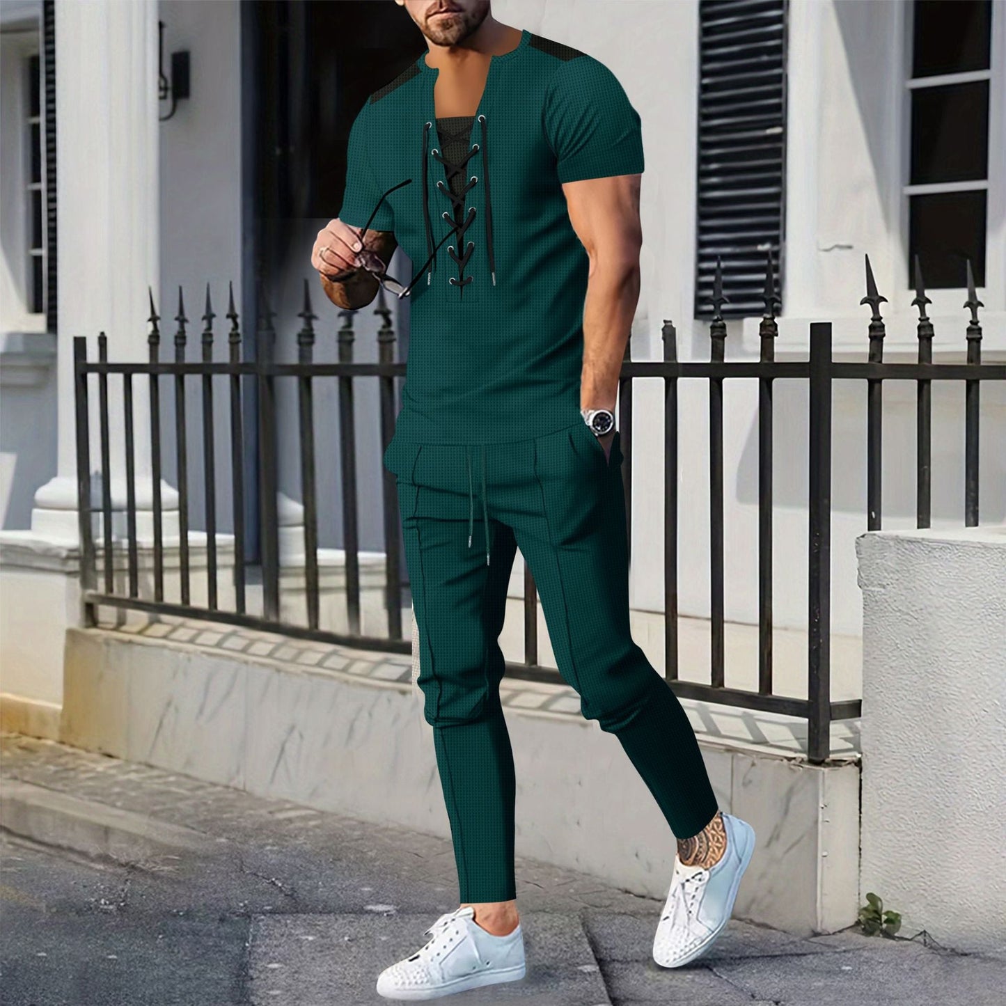 Herren Freizeitoutfit Lässig Elastisch Schnüren