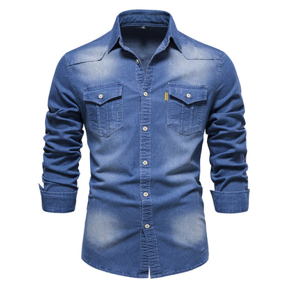 Isak Denim Hemd Blau Slimfit