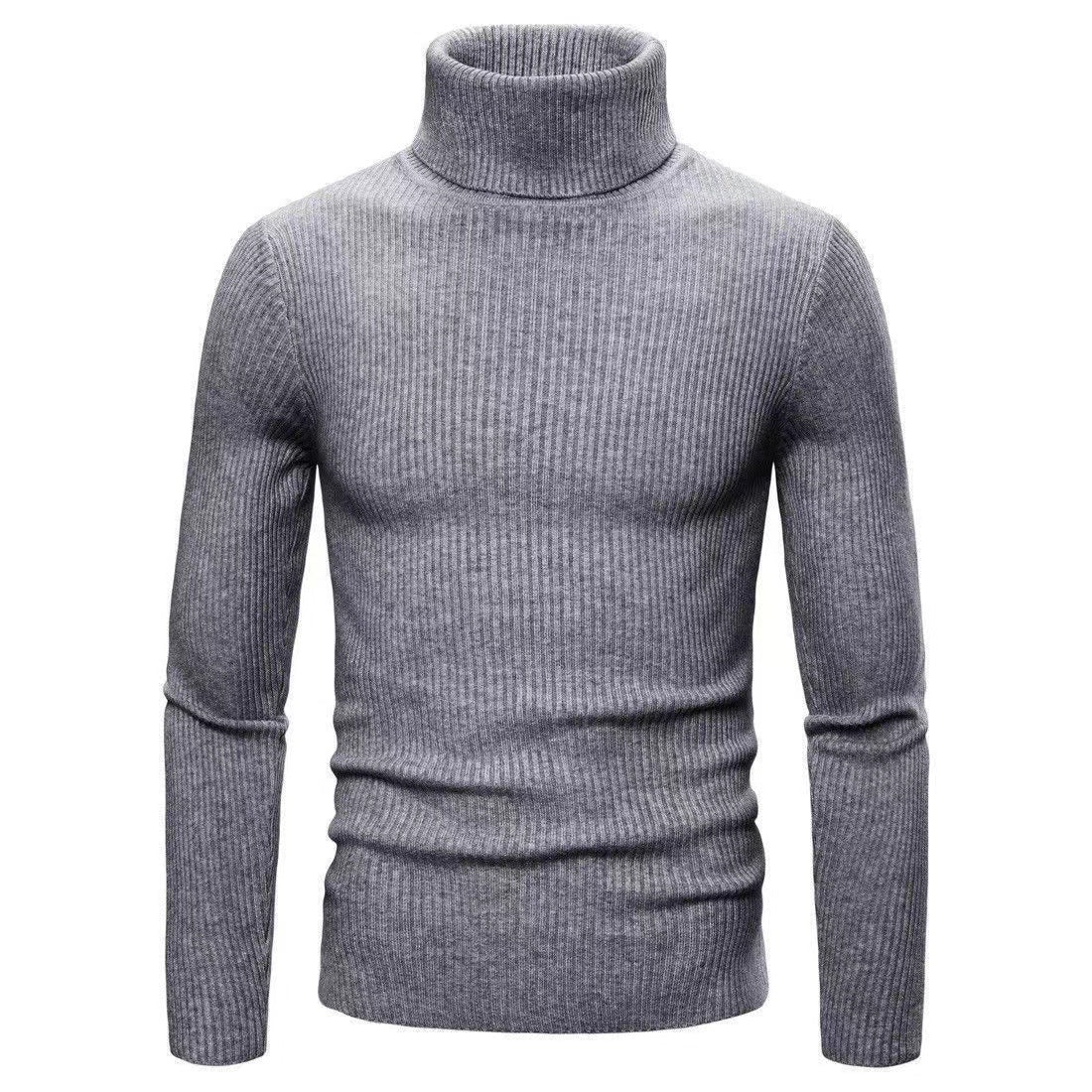 Herren Rollkragenpullover Fein Rippstrick Elegent