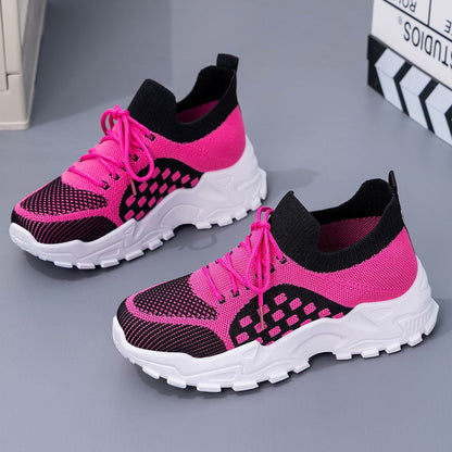 Damen Sneaker Leicht Strick Schnürsenkel Flexibel Bequem - BerlinGlamour