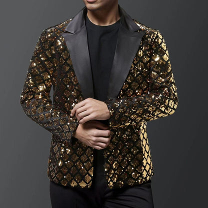 Herren Smoking Blazer Glitzernd Luxus Pailletten