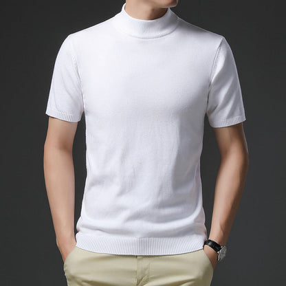Herren Pullover Kurzarm Elegantes Design Hochgeschlossener Kragen