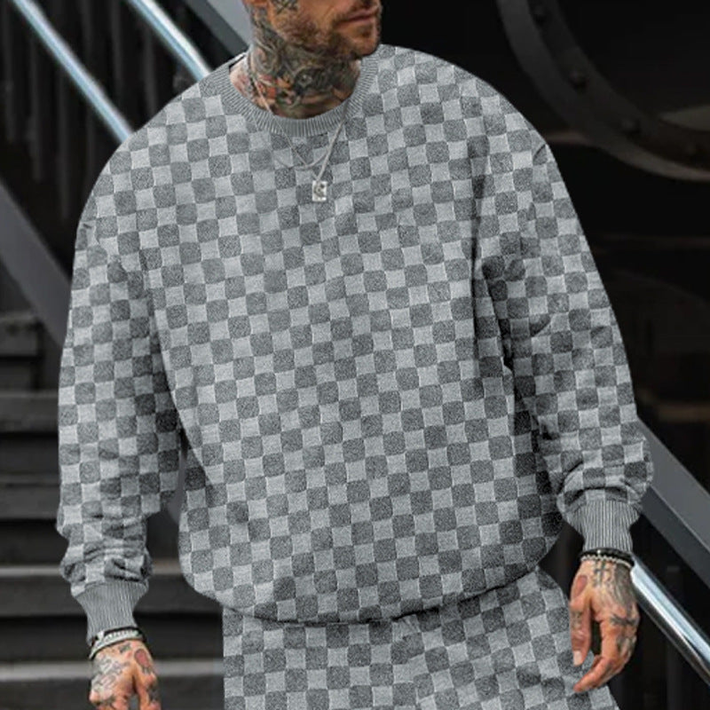 Herren Sweatshirt Oversized Lässig Strukturiert Grau