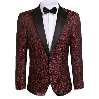 Herren Blazer Pailletten Jacke Glamour Floral Design