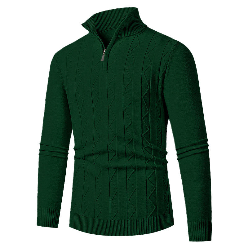 Herren Strickpullover Modern Leicht Zopfmuster Stehkragen