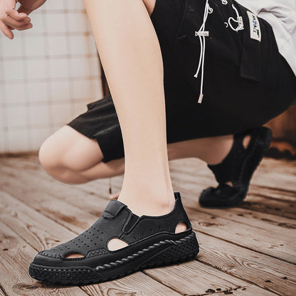 Herren Leder Sandalen Atmungsaktiv Sommer
