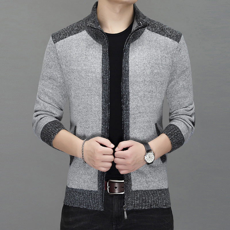 Herren Strickjacke Modern Hochgeschlossen Zipper