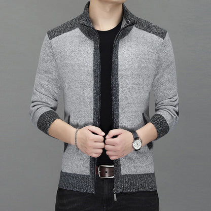 Herren Strickjacke Modern Hochgeschlossen Zipper