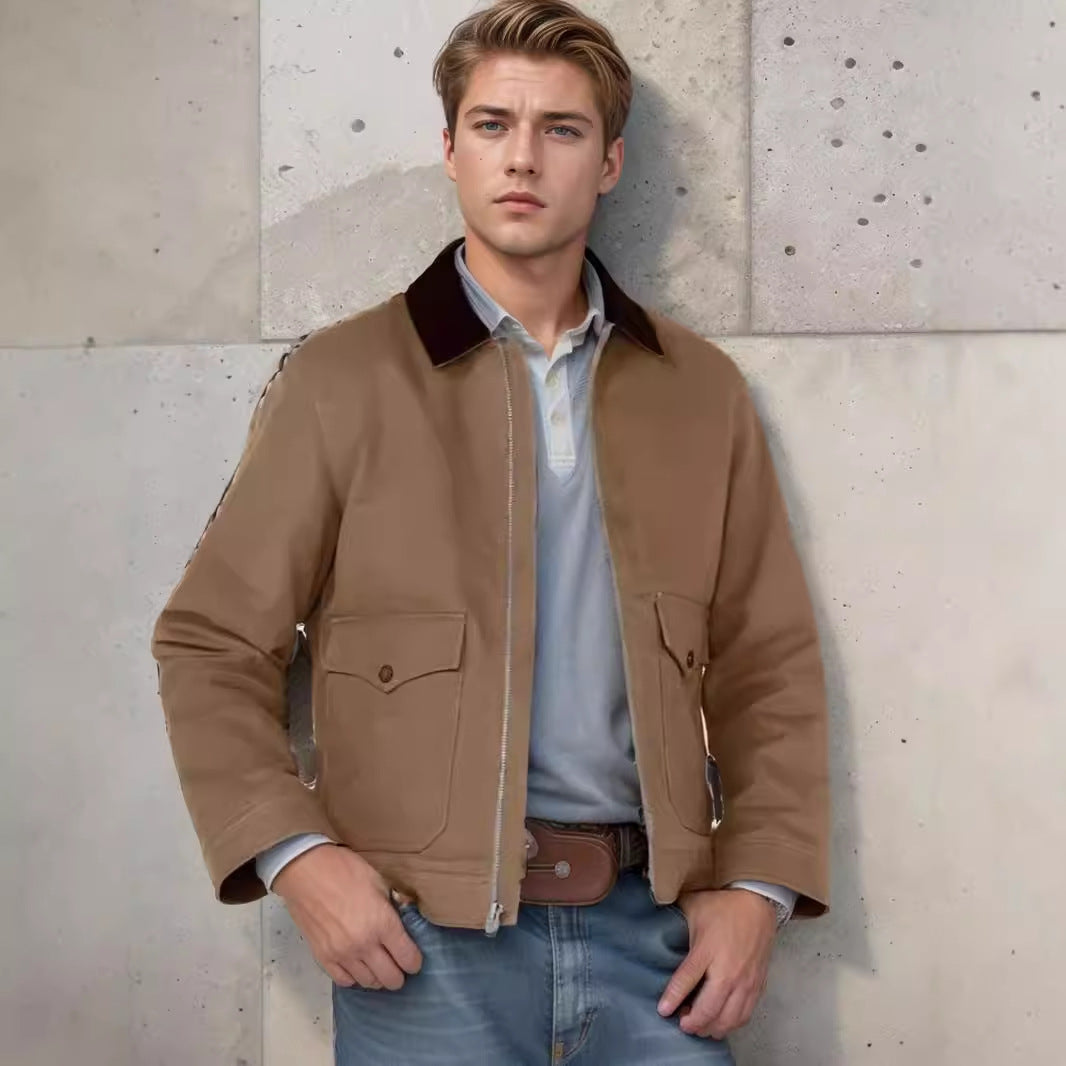 Ein eleganter und robuster Baumwolljacke mit wärmantellähnlichem Kragen Berlin-Glamour. - BerlinGlamour