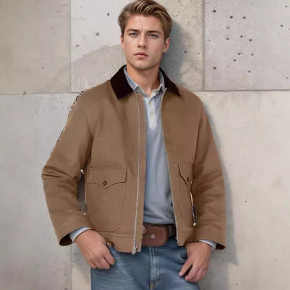 Ein eleganter und robuster Baumwolljacke mit wärmantellähnlichem Kragen Berlin-Glamour. - BerlinGlamour