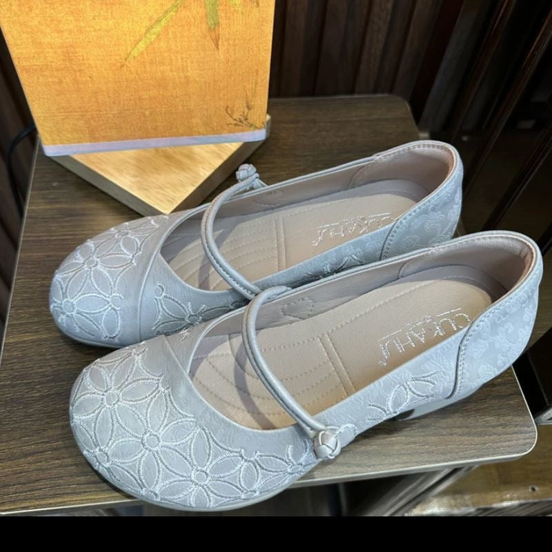 Damen Ballerinas Blumenmuster Komfort Schuhe - BerlinGlamour