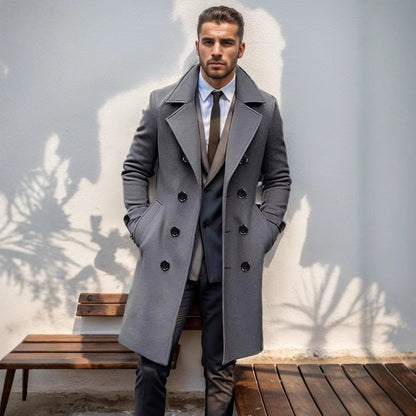Herren Mantel Doppelreiher Übergangsjacke Stylisch Schwarz - BerlinGlamour