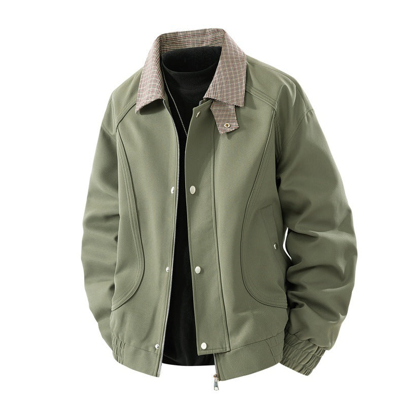 Herren Übergangsjacke Modern mit Karomuster Kragen - BerlinGlamour