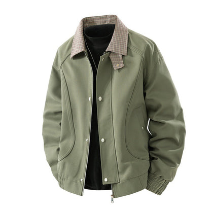 Herren Übergangsjacke Modern mit Karomuster Kragen - BerlinGlamour