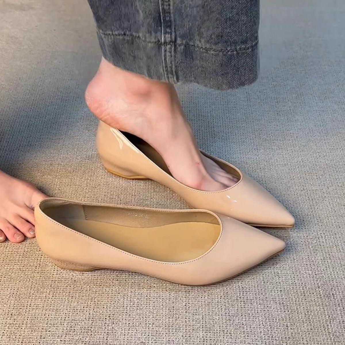 Ballerinas Damen Spitze Elegant Glanz Schuhe