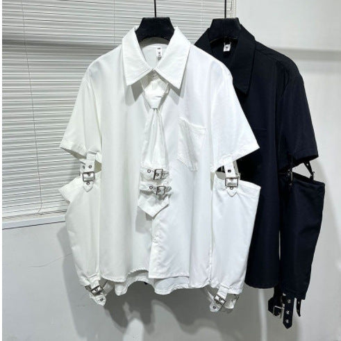 Herren Hemd Modern Schnallen Ärmel Verstellbar Slim Fit