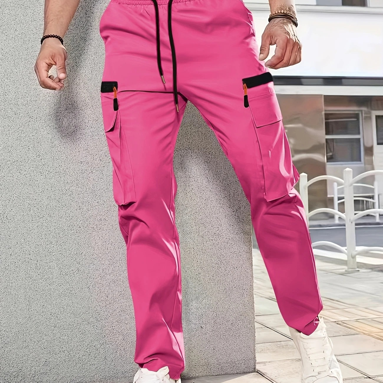Herren Cargo-Hose Bequem Elastisch Mit Verstellbaren Taschen