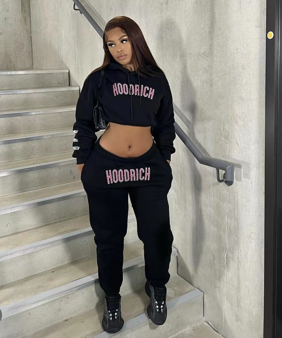 Herren Sport-Outfit Hoodie Jogginghose Set mit Schriftzug - BerlinGlamour