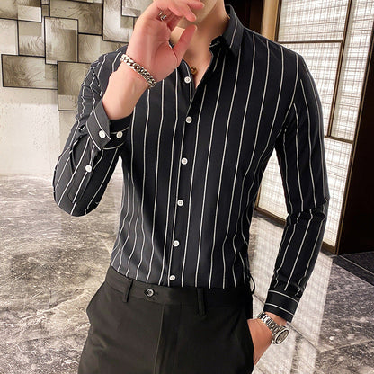 Elegantes Langarmhemd Herren Gestreift Modern