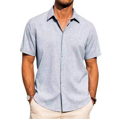 Herren Kurzarmhemd Modern mit Struktur und Slim-Fit Kragen