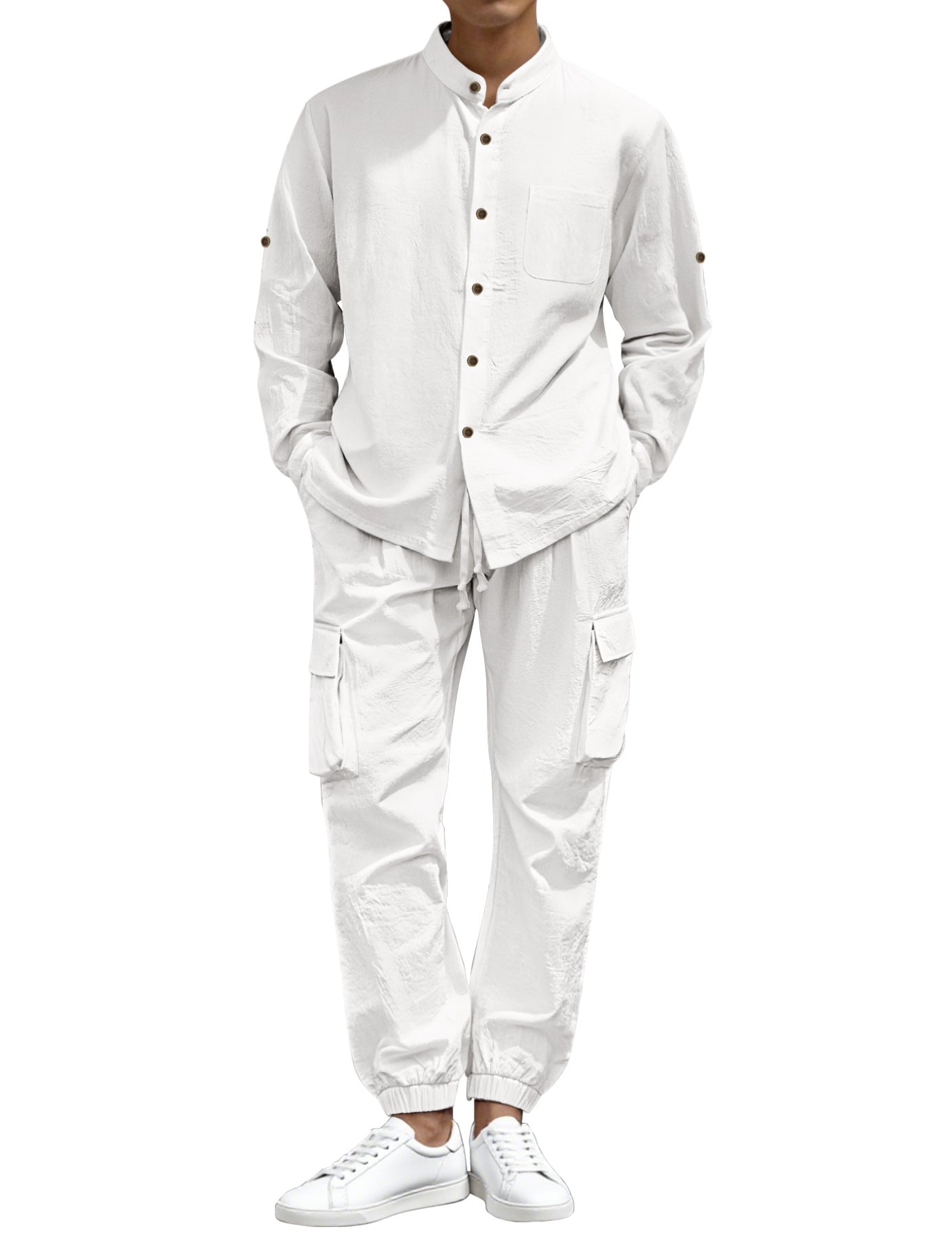 Herren Cargo-Hose Stehkragen Elastisch Bequem
