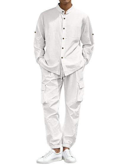 Herren Cargo-Hose Stehkragen Elastisch Bequem