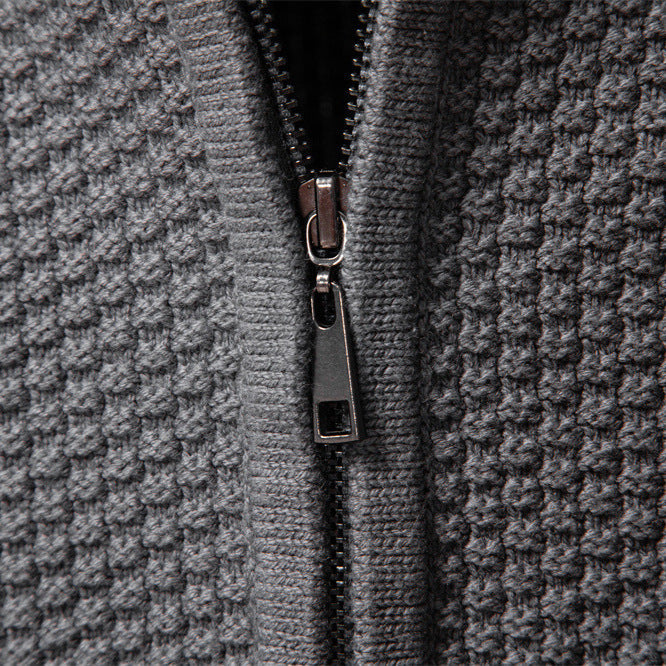 Herren Strickjacke Strukturiert Reißverschluss Modern