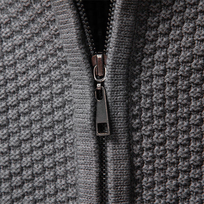Herren Strickjacke Strukturiert Reißverschluss Modern