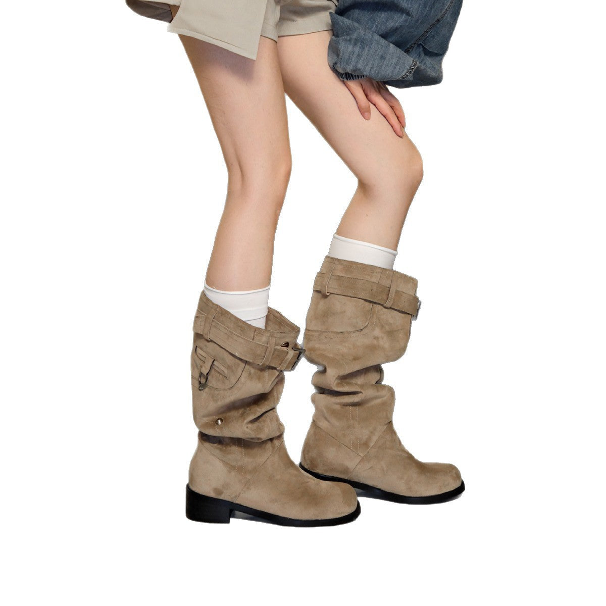 Damen Winterstiefel Modisch Bequem Schnallen