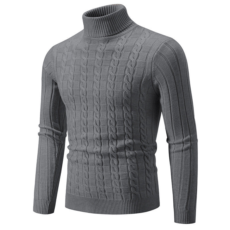 Herren Rollkragenpullover Strickt Zopfmuster Modern