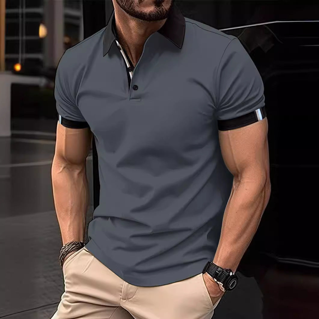 Herren Poloshirt Modern Kontrastkragen Stilvoll