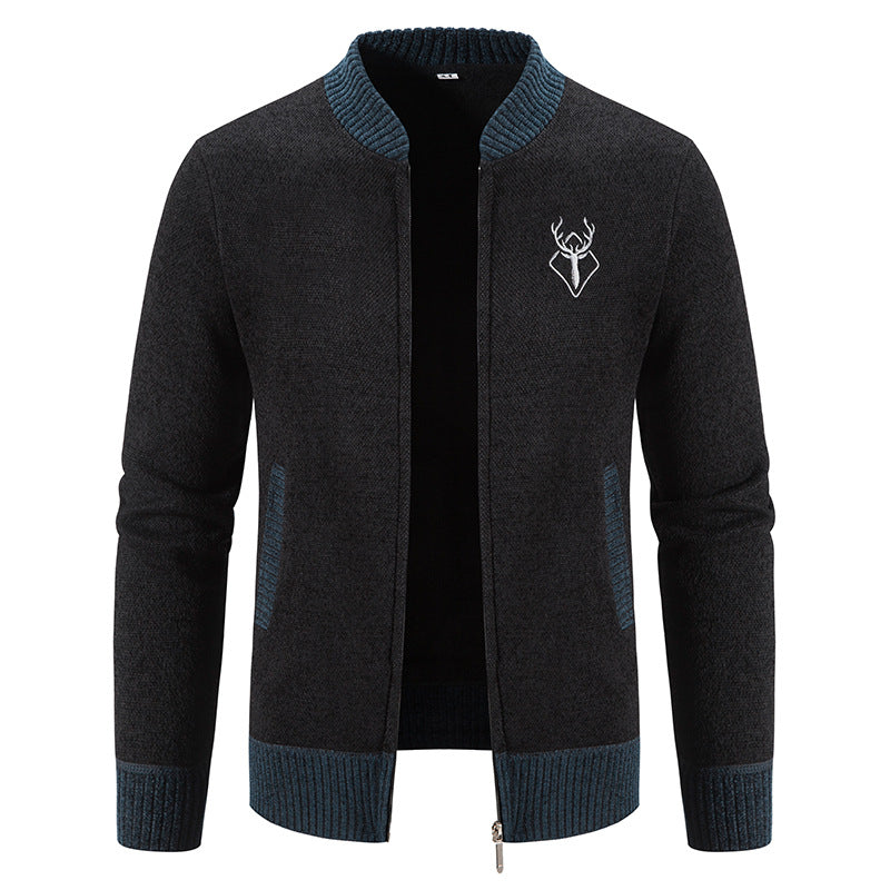 Herren Strickjacke Modern Reißverschluss Hochkragen