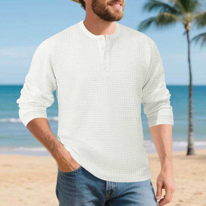 Herren Langarmshirt Elegantes mit Knöpfen und Struktur