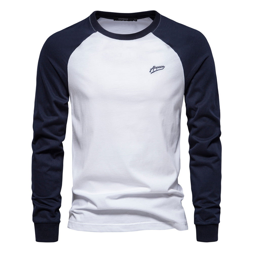 Herren Langarmshirt Modern Raglan Design Schwarz