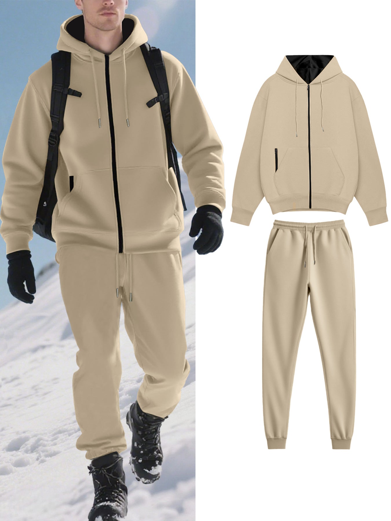 Herren Jogginganzug Warm Futter Taschen Sportlich
