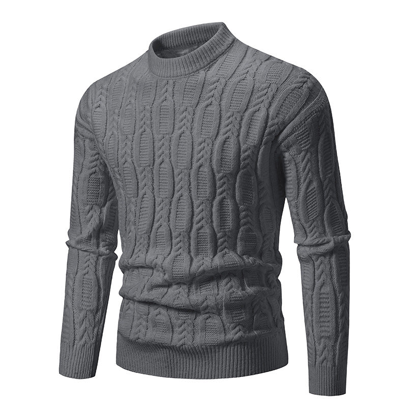 Herren Pullover Grobstrick Rundhals Zopfmuster Modern