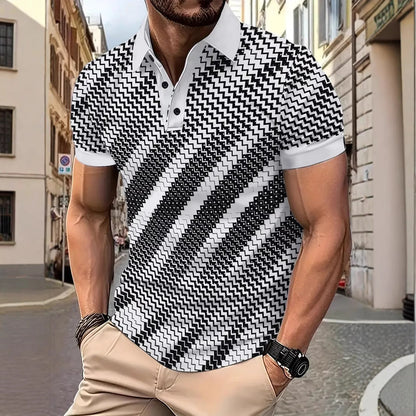 Herren Poloshirt Modern Geometrisch Design Berlin Style