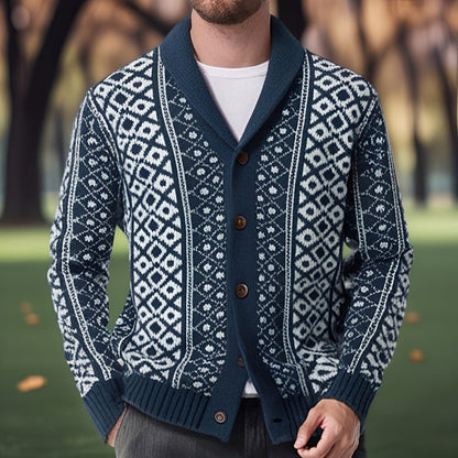 Herren Strickjacke Nordisch Muster Warm Winter - BerlinGlamour