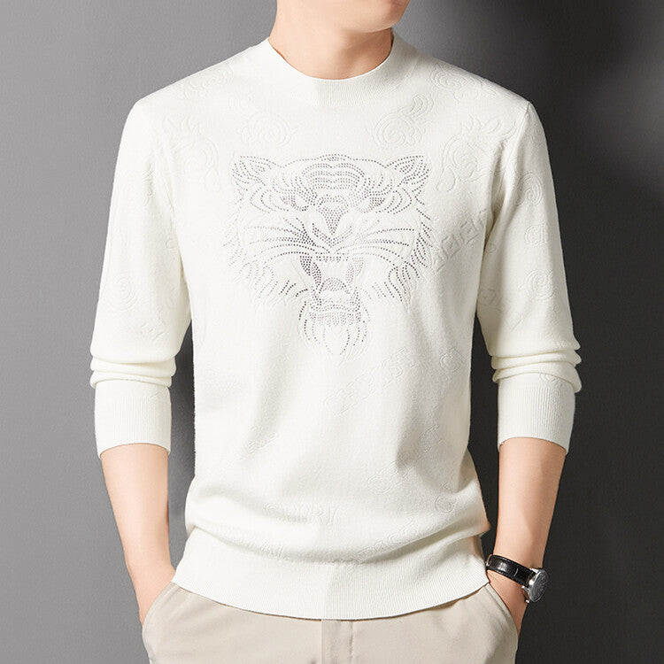 Herren Pullover Löwenmotiv Glamour Strick